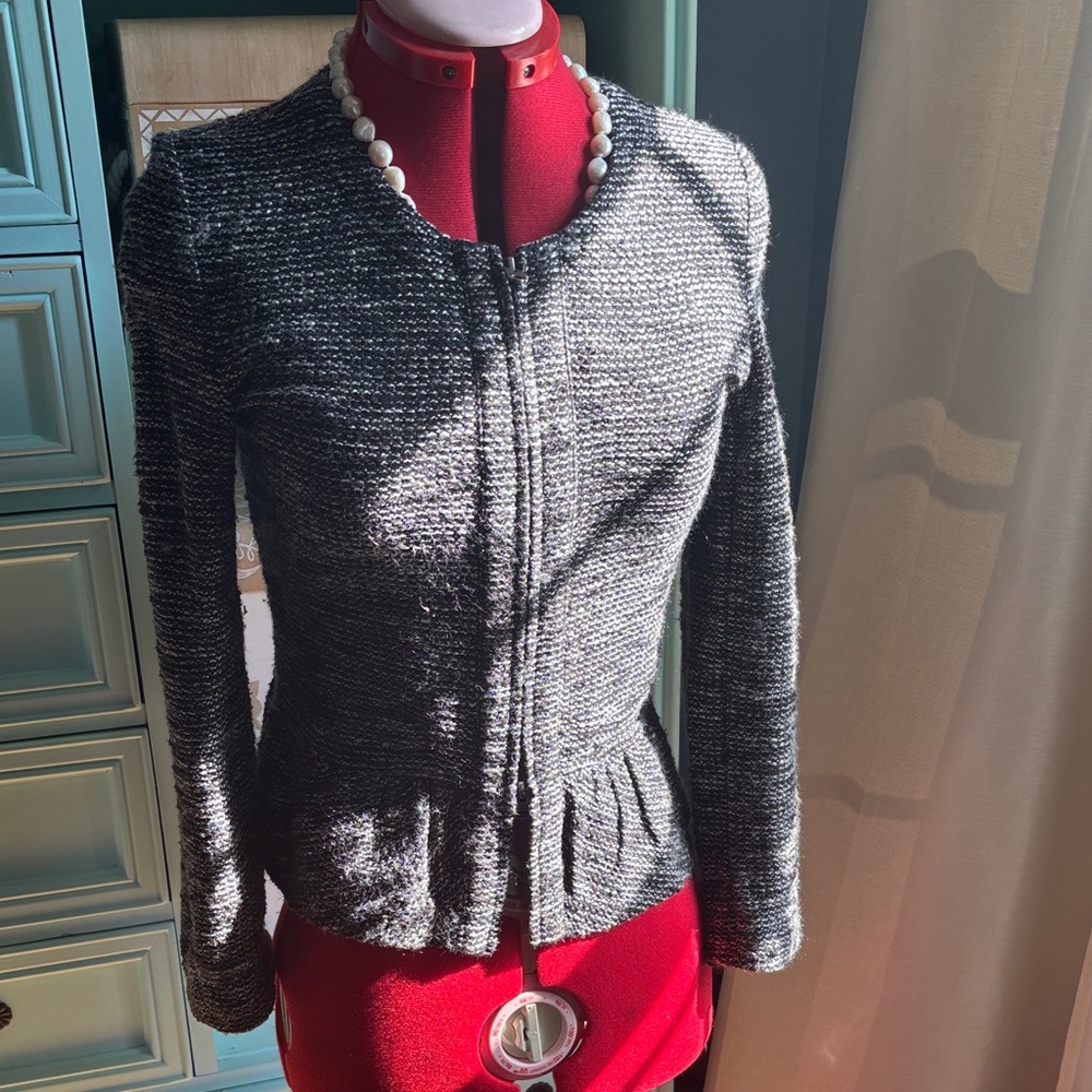 J. Crew stretchy Black and Gray Tweed Blazer